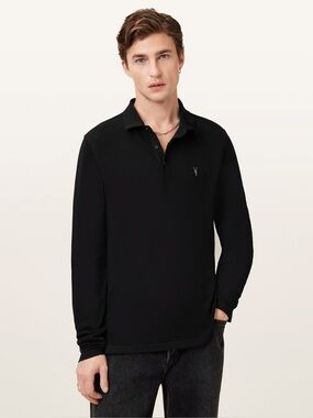 All Saints REFORM LONG SLEEVE RAMSKULL POLO SHIRT